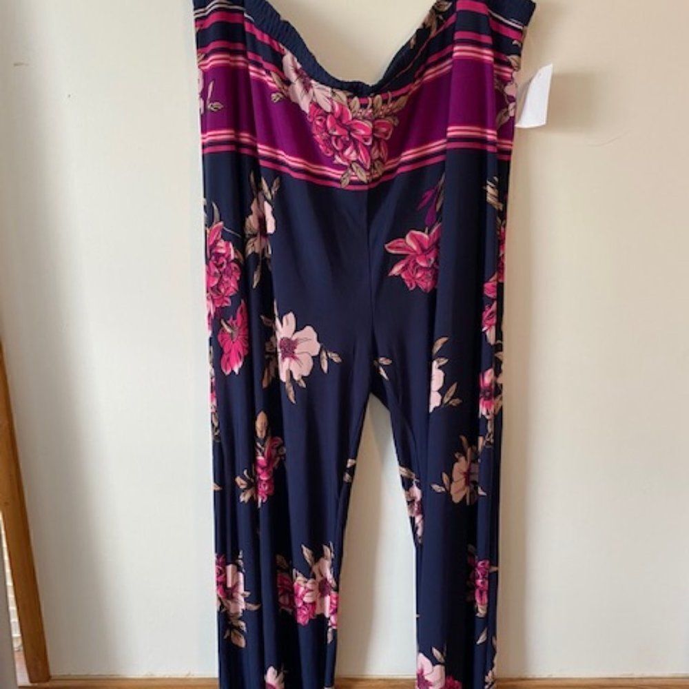 Marc Bouwer Unlimited Blue/Pink/Purple wide-leg Floral pants, size 2X